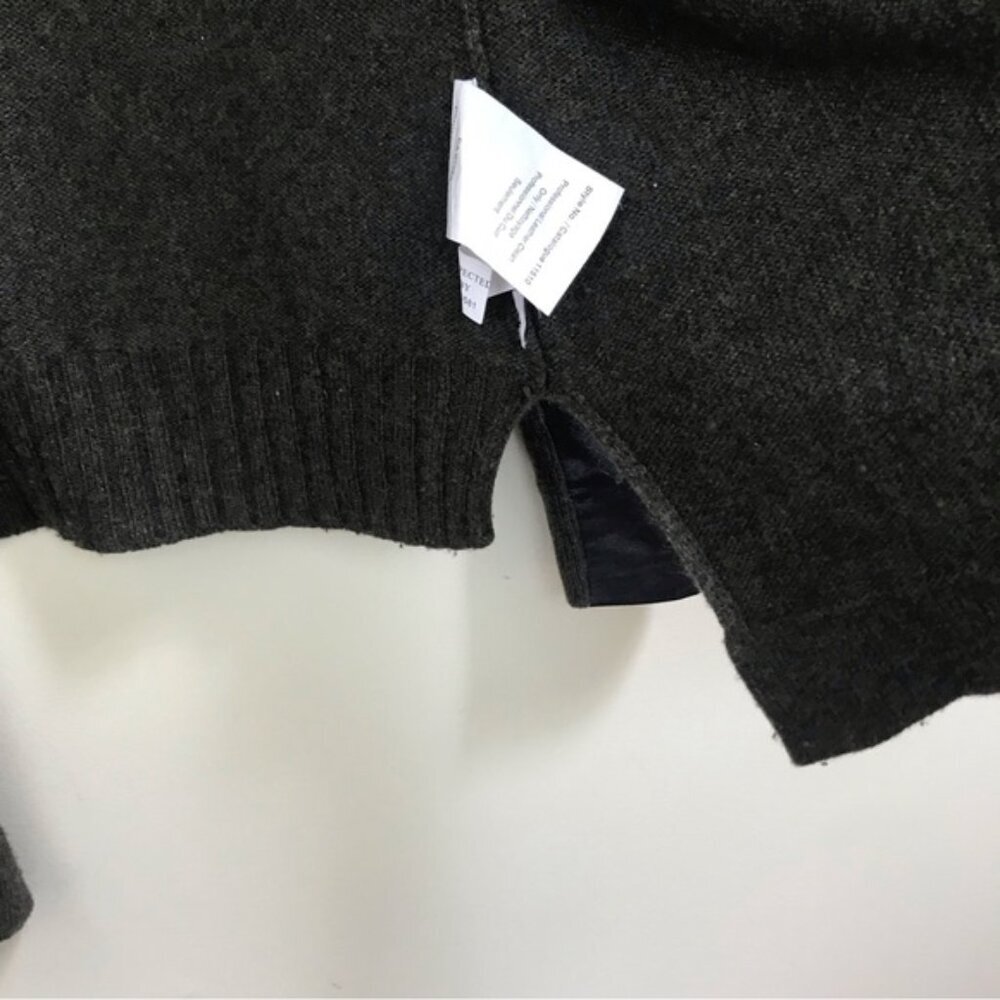 Danier Open Front Cardigan Sweater Leather Sleeves Slits Cashmere Wool Blend Top - Picture 10 of 13
